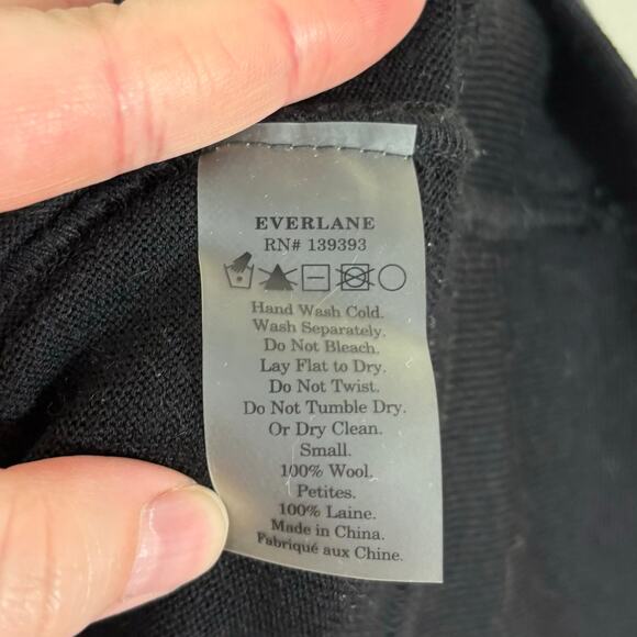 Everlane Black Relaxed Fit Lightweight Pure Wool Crewneck Short Sleeve T Shirt - Picture 10 of 11